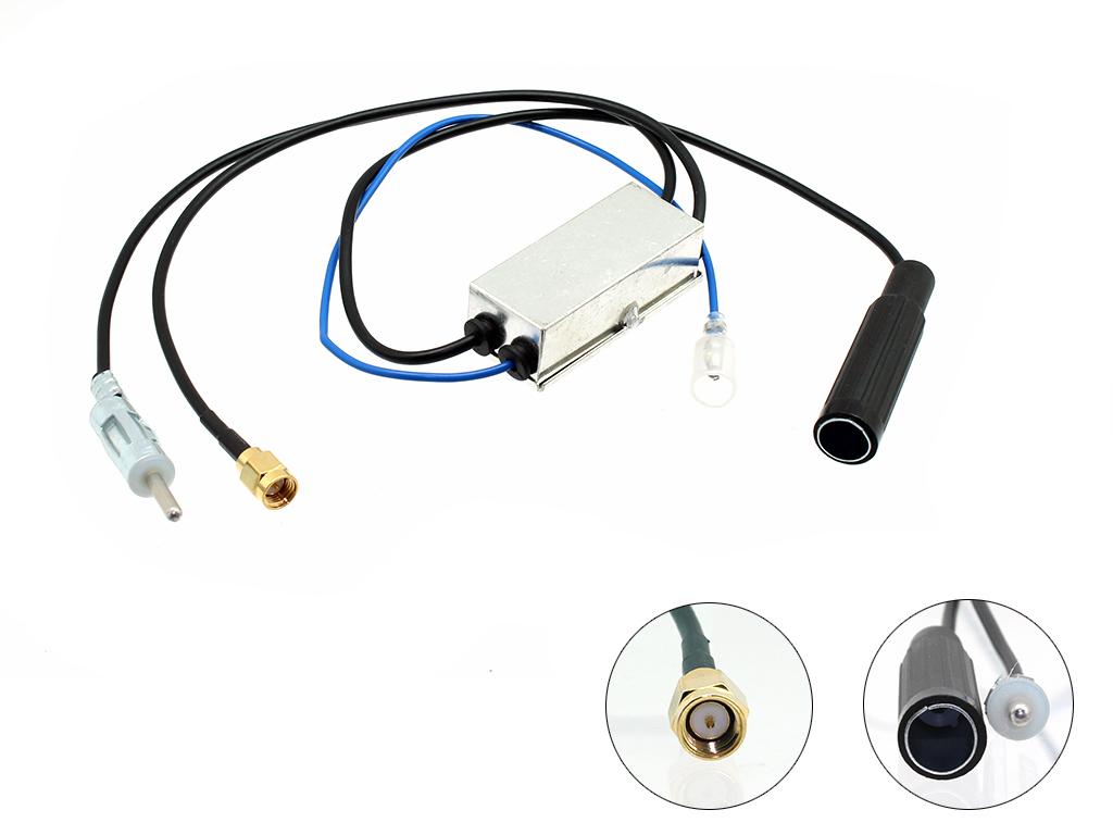 Active DAB+ & FM Antenna Splitter (12V) | Universal | DIN (female) to DIN (male) & SMA (male)