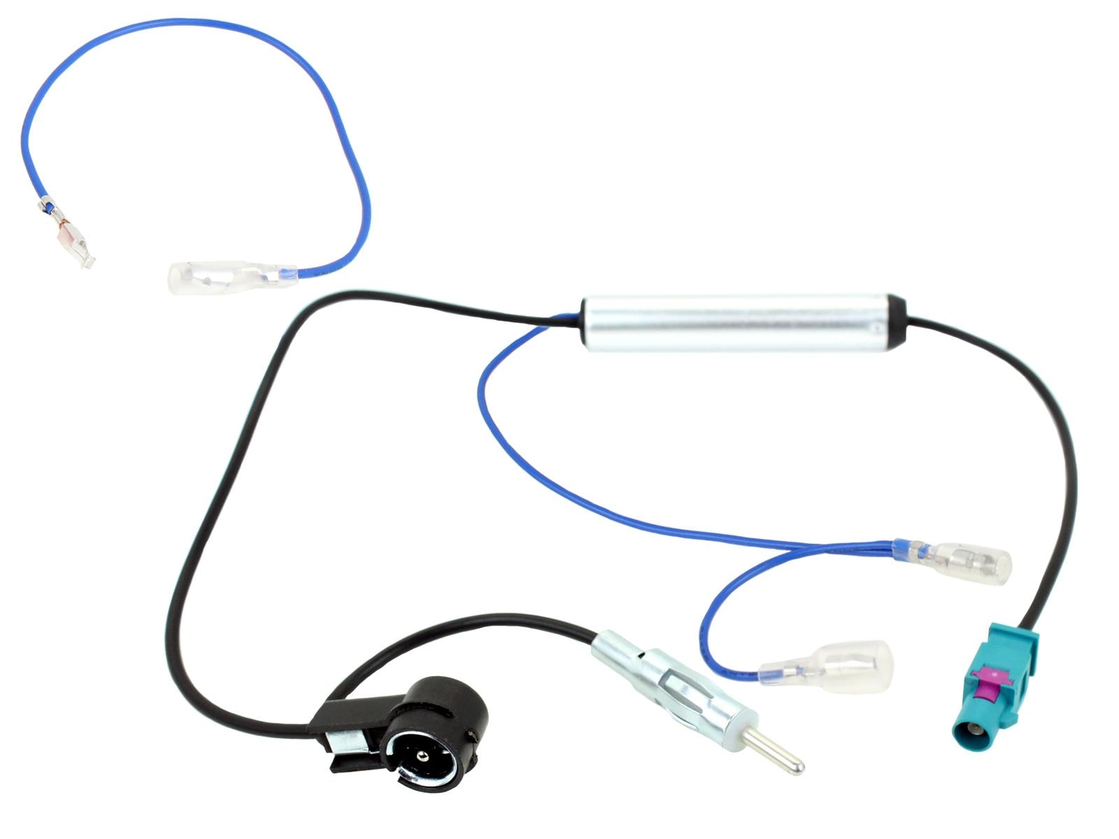 Kit Adaptateur d'Antenne avec Alimentation Fantôme 12V | VAG / BMW / Ford / Opel / PSA | Fakra vers DIN & ISO